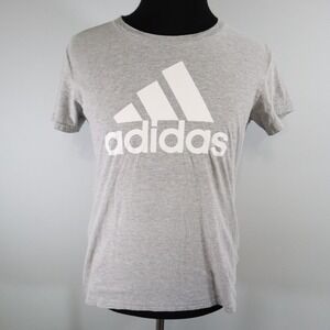 Adidas T-Shirt Top Womens Medium Amplifier Tee Logo Crew Neck Gray Short Sleeve